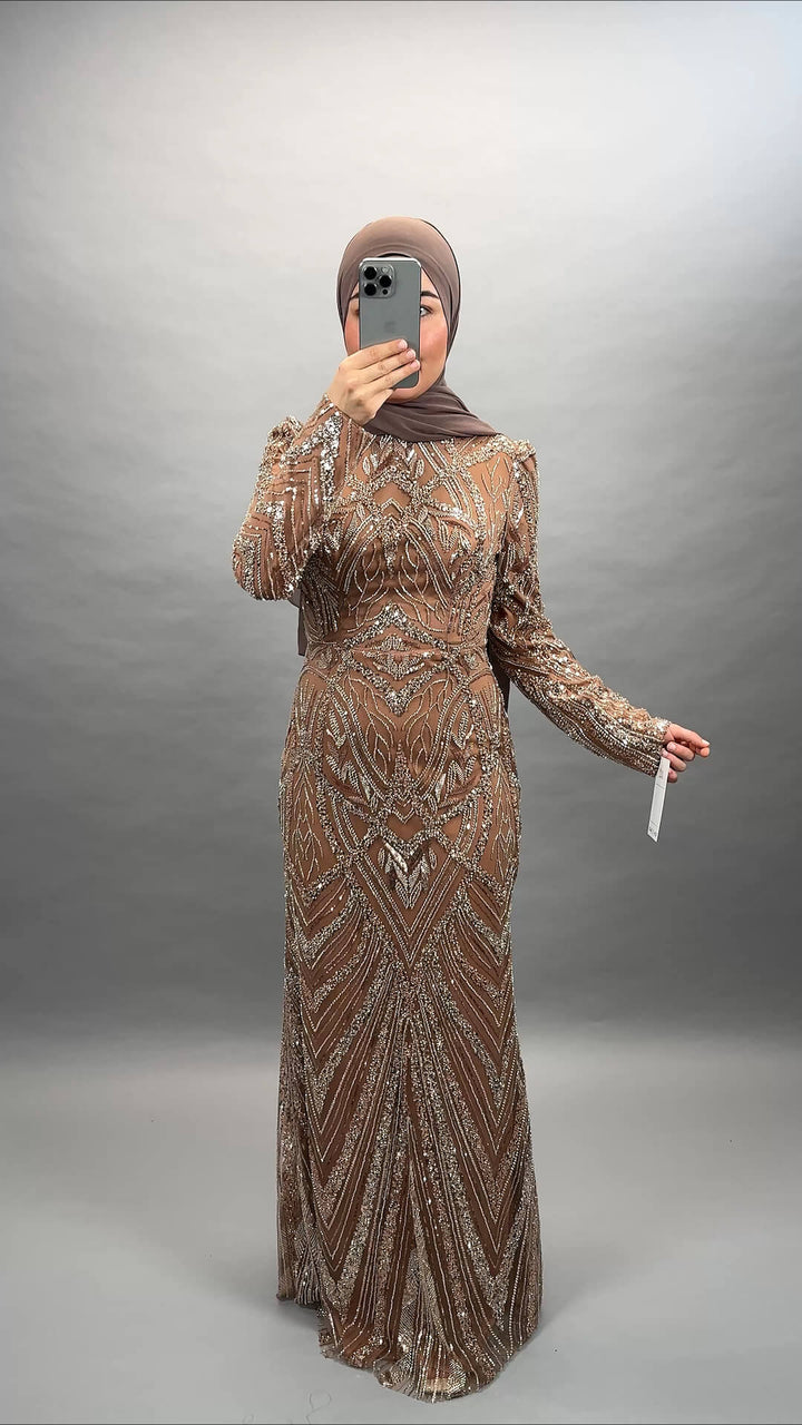 Huda evening dress bronze