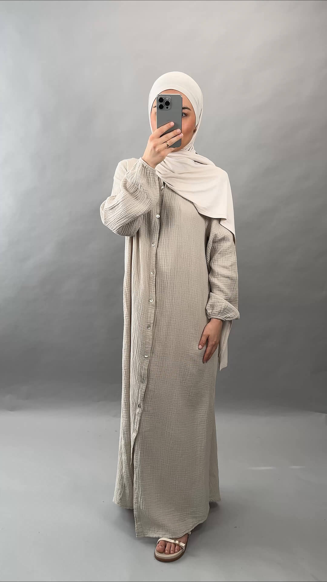 Elay Musselin Kleid Beige
