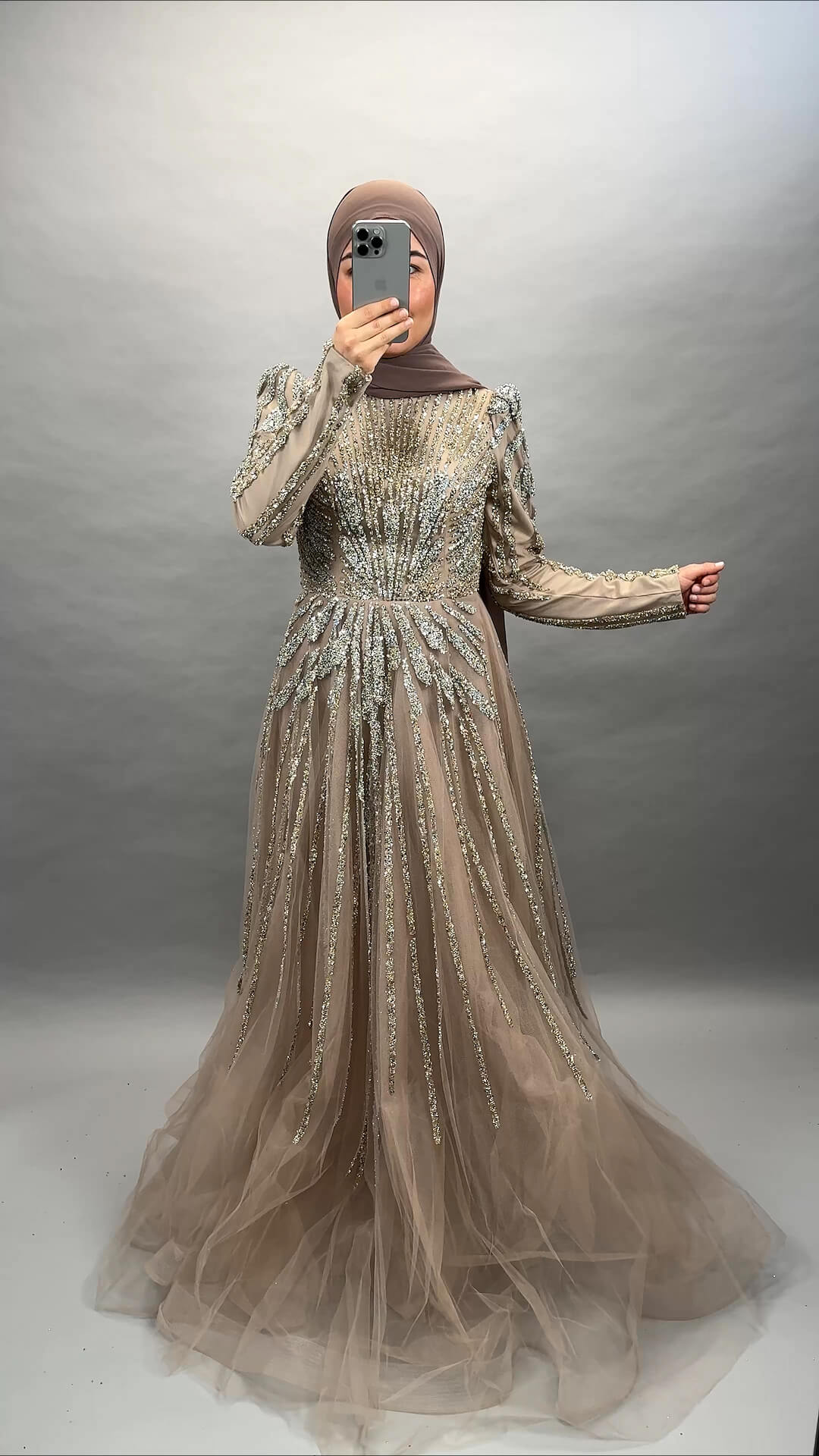 Gözde Exclusive Evening Dress Taupe