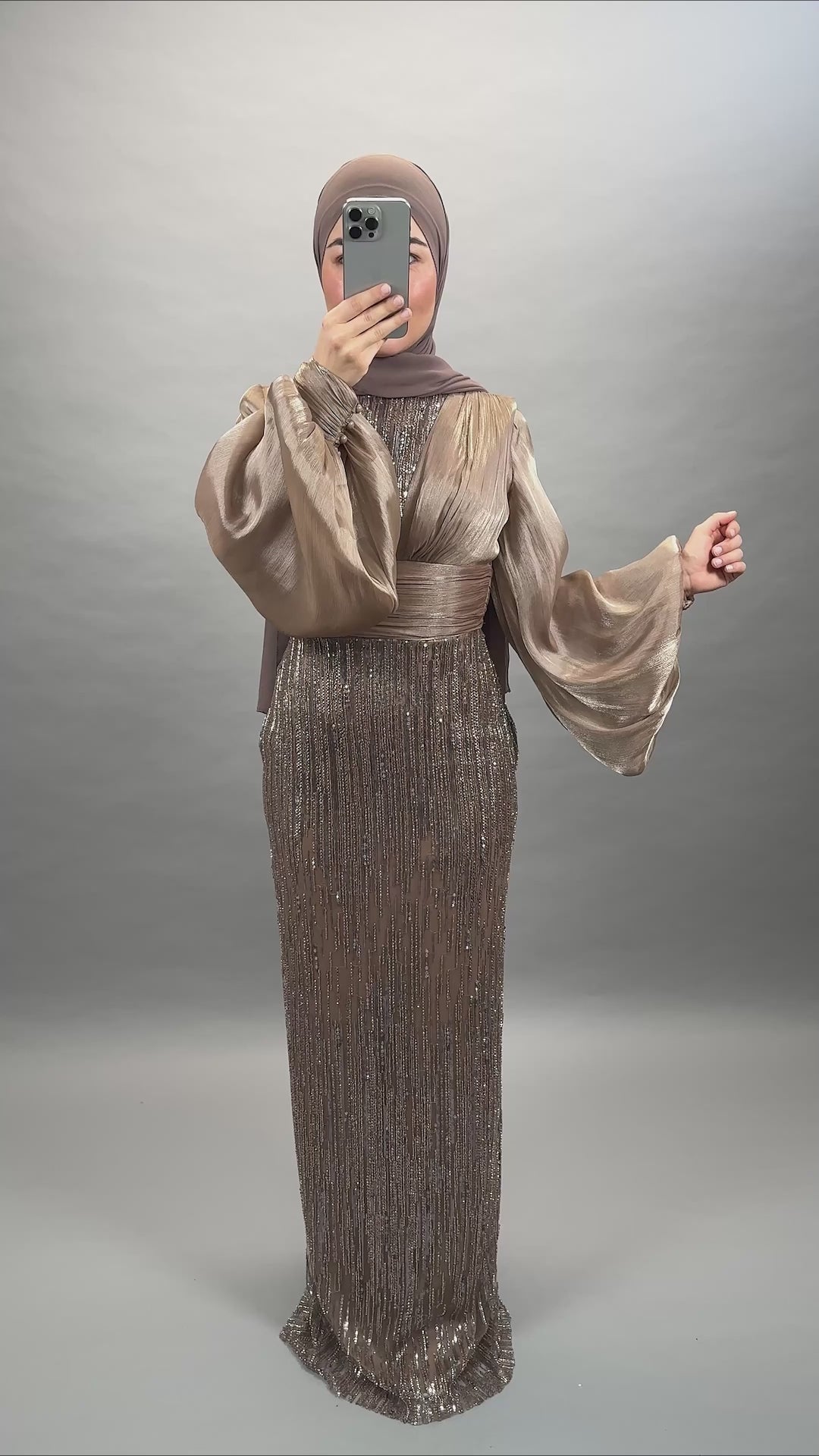 Nilay evening dress taupe