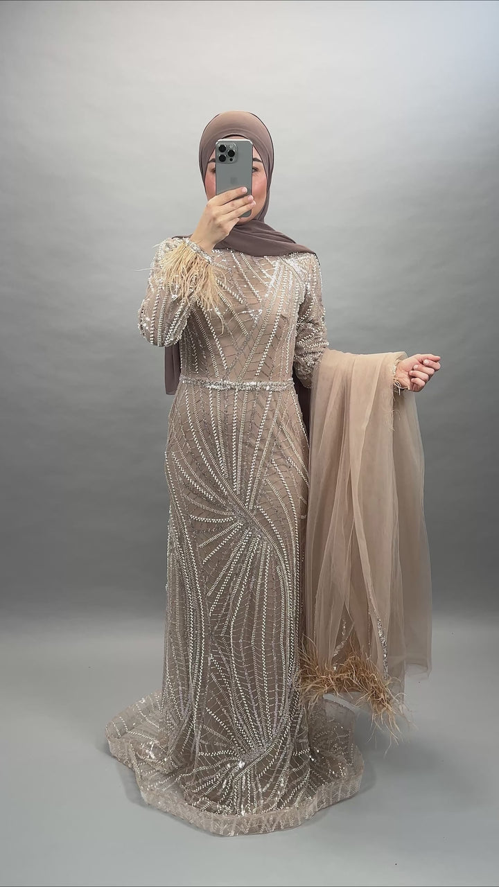 Vestido de noche exclusivo de Zumra Beige