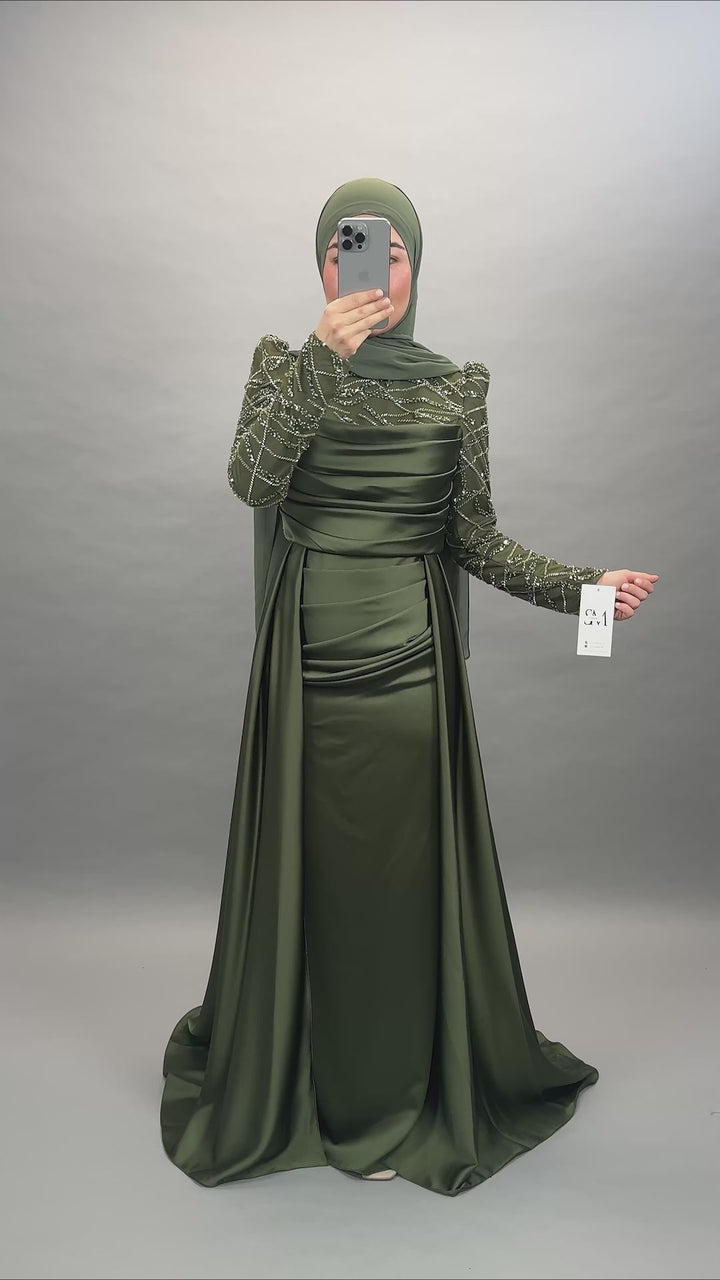 Robe de soirée Arzu kaki